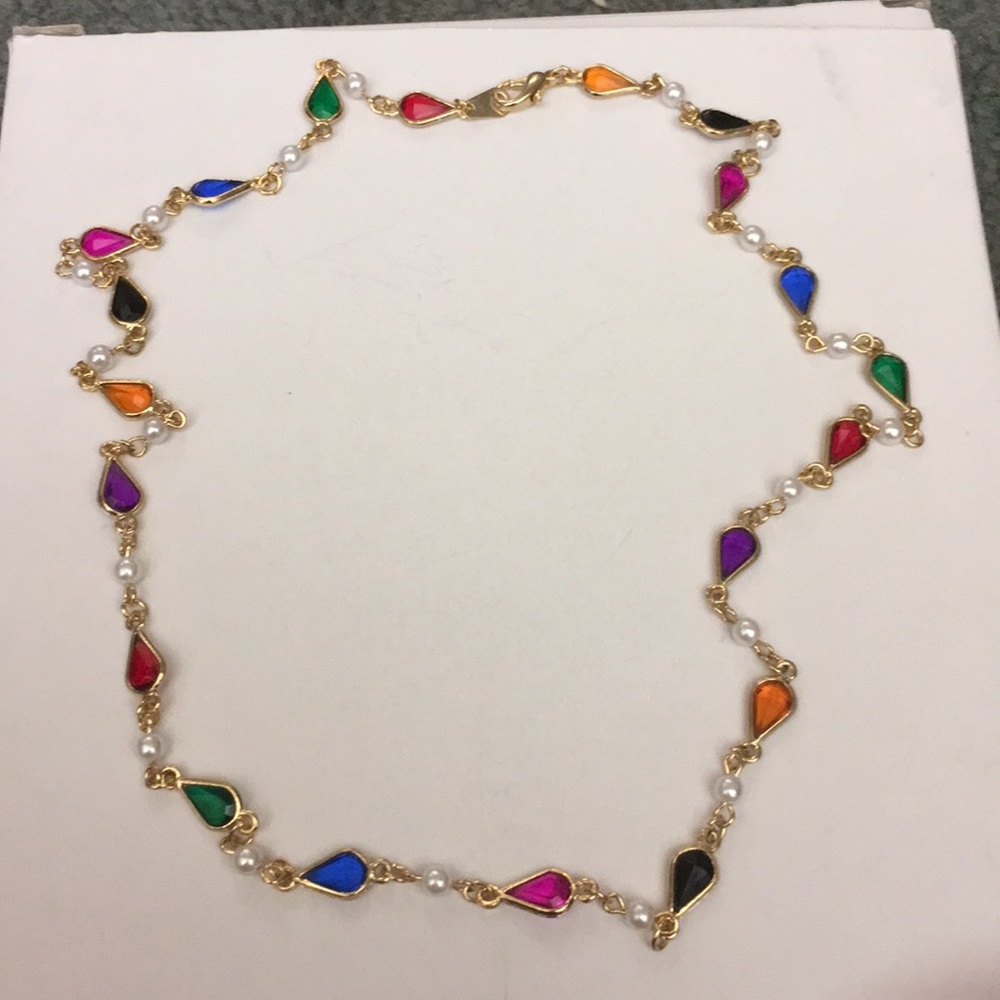 Goldtone Multi colored stones necklace